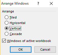 Excel arrange all dialog box