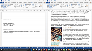 Splitting the Screen in Word