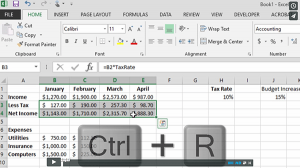 Fill Right and Fill Down with Excel