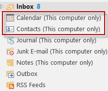 Special Folders created by Outlook