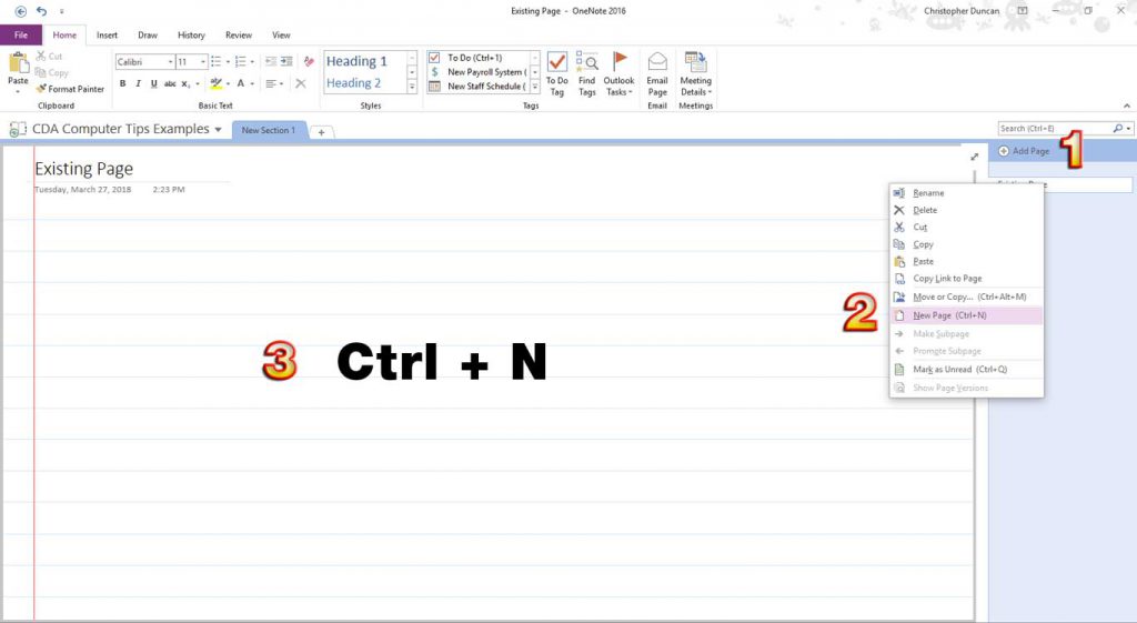creating a new notebook in onenote