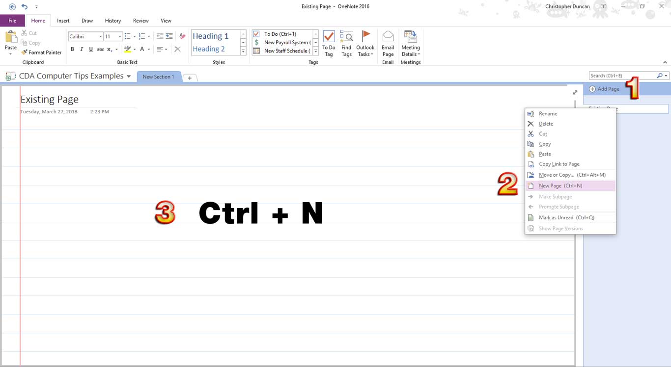 Three Easy Ways To Add A New Page To OneNote Notebooks CDA Computer Tips