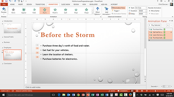 Animating a Bullet List in Microsoft PowerPoint