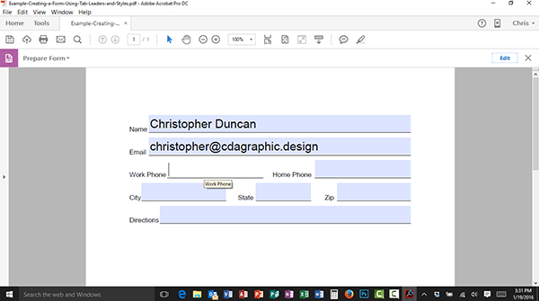 Creating a Form that Users Can Complete on their Computer