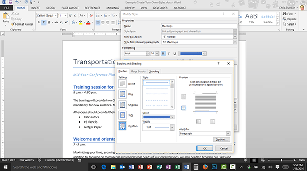 Create your own style definitions in Microsoft Word