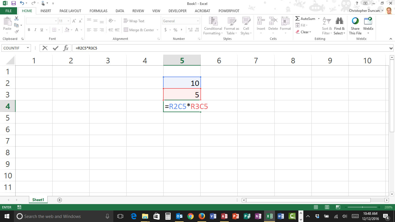 Using the R1C1 Cell Reference Style